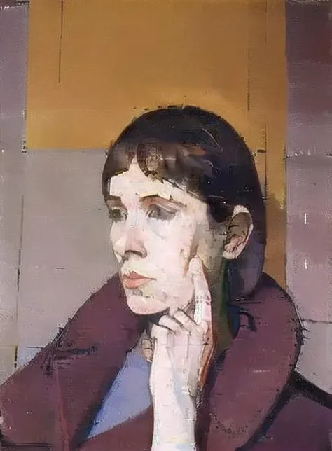 painting of a woman with a hat and a red bow tie, painterly portrait, digital oil on canvas, hernan bas, portrait in the style of craola, inspired by Yanjun Cheng, 4k oil on linen, 8k resolution.oil on canvas, digital oil painting, portrait no. 1, inspired by Joaquín Sorolla, oil on canvas, deformed faced, without expression
