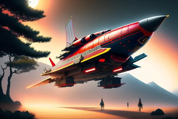 samuraistyle <lora:samuraistyle_model:0.5> spaceship