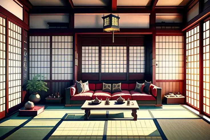samuraistyle <lora:samuraistyle_model:0.6> living room