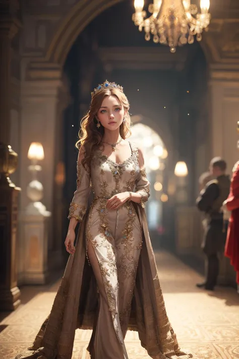 ((masterpiece)), (best quality), official art, extremely detailed CG, unity 8k wallpaper, ultra detailed, 
highly detailed full body glamour photo of rpgroyalty, crown, jewelry, tiara, elegant, 1girl, 
walking through the palace, depth of field, blurry background, photorealistic, stained glass, light beams, photorealistic, 
 <lora:RPGRoyalty:0.7>