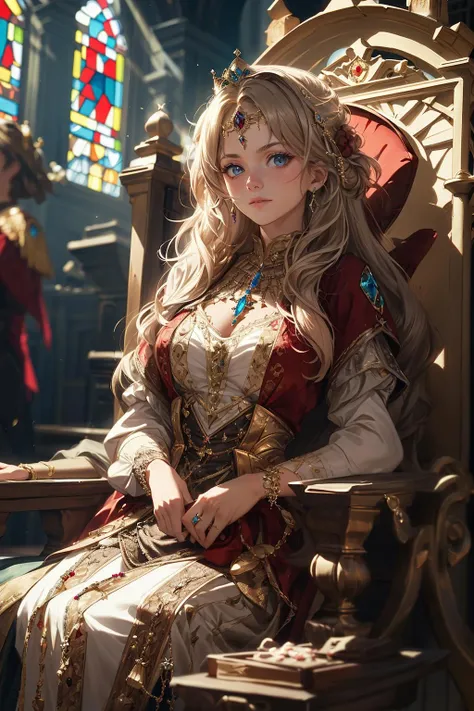 ((masterpiece)), (best quality), official art, extremely detailed CG, unity 8k wallpaper, ultra detailed,
highly detailed full body glamour photo of rpgroyalty, sitting on throne, crown, jewelry, tiara, elegant,
palace, stained glass, depth of field, blurry background, light beams,
<lora:RPGRoyalty:0.6>,