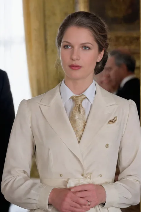 Photorealism <lora:LoisChilesSDXL-000008:1>, LoisChilesSDXL in formal business costume in an austrian palace, Photorealism, often for highly detailed representation, photographic accuracy, or visual illusion.
