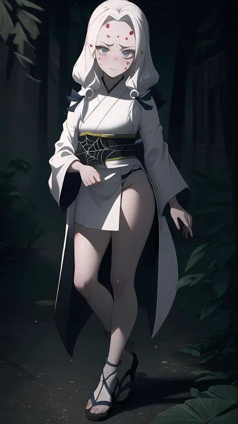 (masterpiece,best quality, ultra-detailed, highres:1.2),solo,best illustration,cinematic lighting,perfect face,vivid colors,intricate,details,epic,render,extremely detailed,detailed pupils,sexy,blush,18 years old,perfect body,perfect pupils,stare,nice hands,perfect hands, <lora:Loraeyes_V1:0.3>, <lora:LowRA:0.3>,,<lora:GoodHands-vanilla:1.5>
Spider_Demon_Daughter, 1girl, solo, long hair,hair ornament, white hair, japanese clothes, wide sleeves, white kimono, grey eyes, facial mark, silk, spider web print, sandals <lora:Spider_Demon_Daughter-10:1>