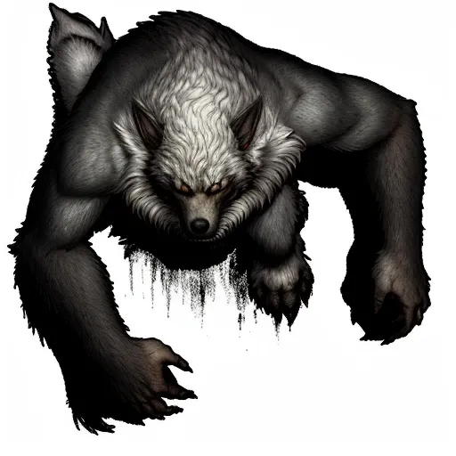 dndtoken, a werewolf, (white background:1.2), <lora:ST topDownTokens_v1:1>