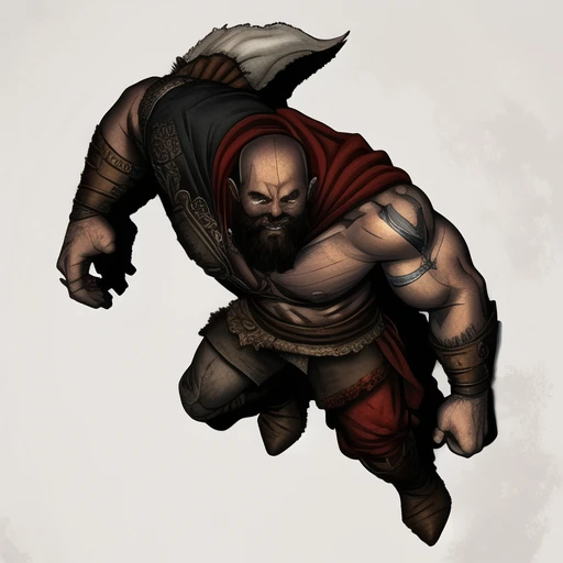 dndtoken, kratos, god of war, ((white background)) <lora:dndtoken_v101:0.85>