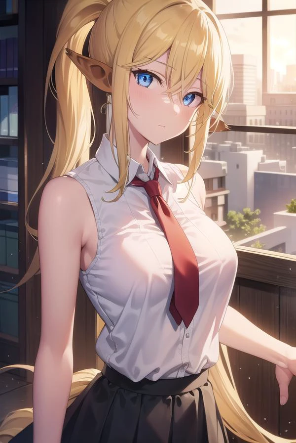 centoreashianus, <lyco:centoreashianus-lyco-nochekaiser:1>,
centorea shianus, animal ears, blonde hair, blue eyes, centaur, horse ears, horse tail, long hair, monster girl, ponytail, tail,
BREAK sleeveless, shirt, white shirt, neckerchief, red neckerchief, collar, skirt, black skirt,
BREAK looking at viewer,
BREAK outdoors,
BREAK <lyco:GoodHands-beta2:1>, (masterpiece:1.2), best quality, high resolution, unity 8k wallpaper, (illustration:0.8), (beautiful detailed eyes:1.6), extremely detailed face, perfect lighting, extremely detailed CG, (perfect hands, perfect anatomy),