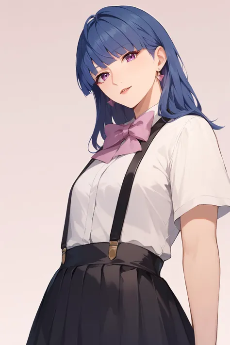 <lora:Ð¡Ð»Ð°Ð¹Ð´ÐµÑ Ð²Ð¾Ð·ÑÐ°ÑÑÐ° ÑÐµÐ°Ð»Ð¸ÑÑÐ¸ÑÐ½ÑÐ¹:-3>,  <lora:Furude Rika:1>furude rika, blue hair, purple eyes,white shirt, pink bow, suspenders, black skirt, Score_9, Score_8_up, Score_7_up, Score_6_up, Score_5_up, Score_4_up, BREAK,1girl in full growth, best quality, masterpiece, ultra-detailed, high quality,good quality,1 girl,(master piece,high resolution, ultra detailed,8K,16K),look at viewer