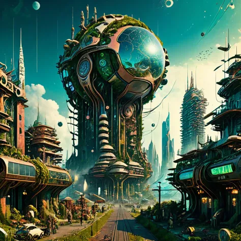 <lora:xl_more_art-full_v1:0.7>, (best quality:1.5), (intricate emotional details:1.5), (ultra detailed), (sharp details), a detailed digital illustration of A cybernetic city on a post-apocalyptic Earth, where humans and machines coexist in a delicate balance., Volumetric lighting, (Steampunk:1.3), asymmetric <lora:PE_EpicLand:1> PEEpicLand, <lora:more_details:1>