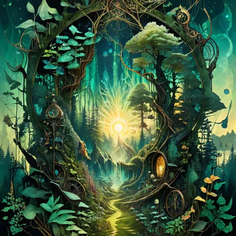 <lora:xl_more_art-full_v1:0.7>, (best quality:1.5), (intricate emotional details:1.5), (ultra detailed),  (sharp details), a detailed digital illustration of a  [The City of Glas:An enchanted forest where magical creatures and plants abound:0.5] landscape, Back lighting, (Steampunk:1.3), asymmetric <lora:PE_EpicLand:1> PEEpicLand, <lora:more_details:1>