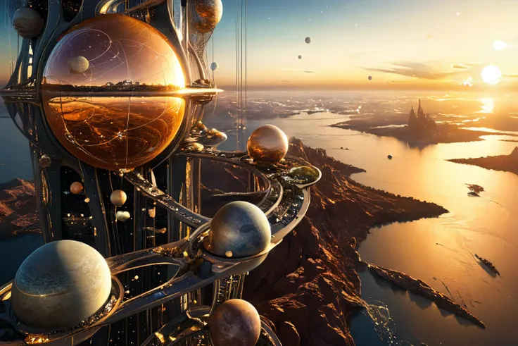 <lora:xl_more_art-full_v1:0.7>, (best quality:1.5), (intricate emotional details:1.5), (ultra detailed),  (sharp details), a detailed digital illustration of [my-custom-wildcards/fantasy-settings:A network of interconnected space elevators linking planets and moons in a sprawling cosmic transportation system:0.3], Ambient occlusion, (Fantasy:1.3), (asymmetry:1.3) <lora:PE_EpicLand:0.7> PEEpicLand, <lora:more_details:1> <lora:sdxlaarg_aerial:0.7> archiaerialview, architecture, sunset