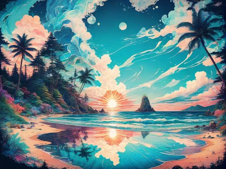 <lora:PE_EpicLand:0.8> PEEpicLand, illustration,
beautiful beach, ocean , waves, water reflection, summer,