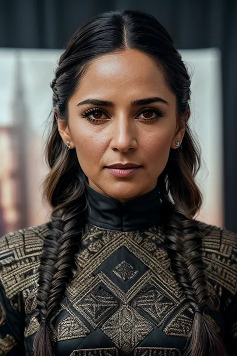 beautiful woman (A4rt1M4nn:.99), (( Intricate fishtail braid :1.2)) , ((portrait)), (closeup:1.2), ((from the waist up)), ((( step and repeat banner at the movie awards :1.2 ))), natural skin texture, ((dark black eyeliner:1.2)), (( Gown with a Geometric Print Bodice :1.2)), 24mm, 4k textures, soft cinematic light, adobe lightroom, photolab, hdr, intricate, elegant, highly detailed, sharp focus, ((((cinematic look)))), soothing tones, insane details, intricate details, hyperdetailed, low contrast, soft cinematic light, exposure blend, hdr, faded, now, ("I've got a bad feeling about this.":1.1)