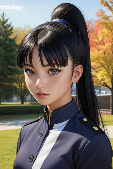 professional photo of hattori shizuka, 1girl, bangs, ponytail, uniform, serious, looking at viewer, outdoors, park,
detailed skin, detailed eyes, detailed face,
volumetric light, highrez, masterpiece, best quality,
<lora:strike-witches-501st-hattori-shizuka:0.65:MIDD>