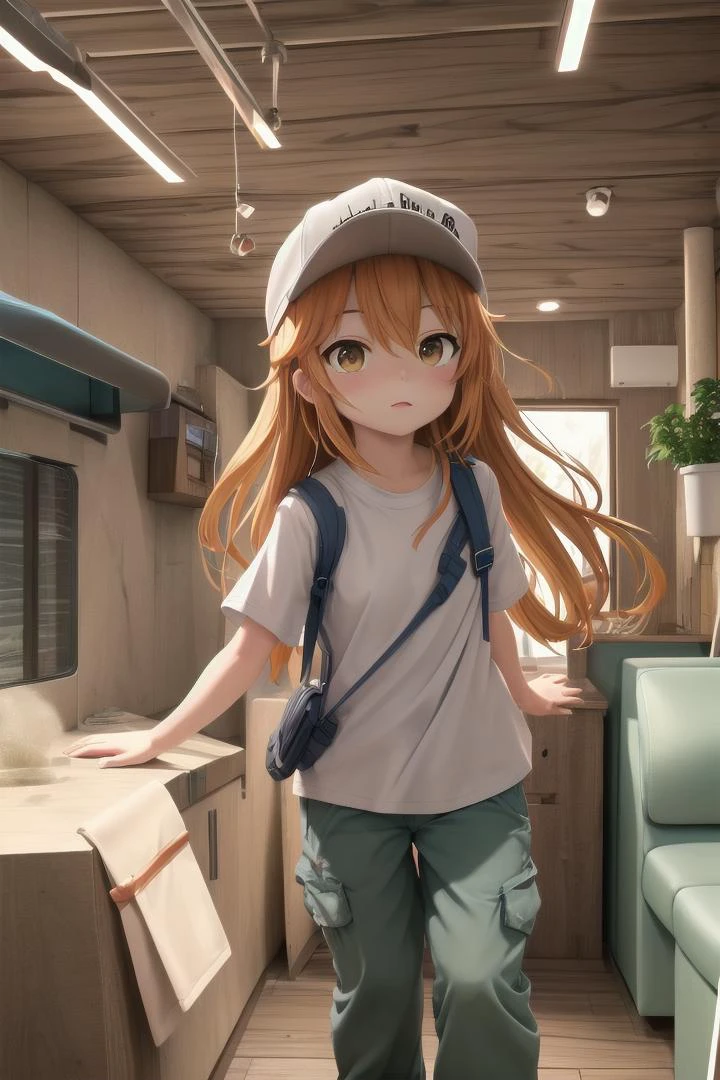 <lora:platelet:0.7> platelet \(hataraku saibou\), pants
The soft lighting and detailed surroundings create an immersive environment where imagination runs wild