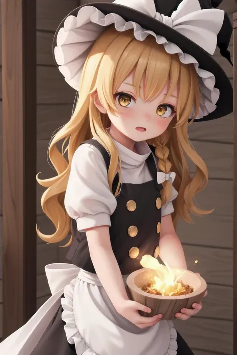 <lora:marisa:0.7> 1girl, blonde hair, witch hat, yellow eyes, long hair, vest,apron, bow, short sleeves, hat bow, braid, puffy sleeves, skirt, kirisame marisa,
wooden shrine,
The soft lighting and detailed surroundings create an immersive environment where imagination runs wild hyper-detailed, hyper-detailed face, high quality visuals, dim Lighting, sharply focused, octane render, 8k UHD