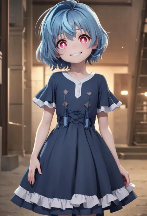 <lora:kohina hiruko s1-lora-nochekaiser:0.8>
kohina hiruko, kohinahiruko,
looking at viewer, (cowboy shot:1.4), (head tilted to the side:1.3),
streaked hair, blue hair, short hair, (red eyes:1.3), (bright pupils:1.5), sparkling eyes, energetic eyes, more details in eyes,
dress, blue dress, short sleeves, frills, white pantyhose,
smile, evil grin,
outdoors, village,
(masterpiece:1.2), best quality, high resolution, unity 8k wallpaper, (illustration:0.8), (beautiful detailed eyes:1.6), extremely detailed face, perfect lighting, extremely detailed CG, (perfect anatomy),
The soft lighting and detailed surroundings create an immersive environment where imagination runs wild hyper-detailed, hyper-detailed face, high quality visuals, dim Lighting, sharply focused, octane render, 8k UHD