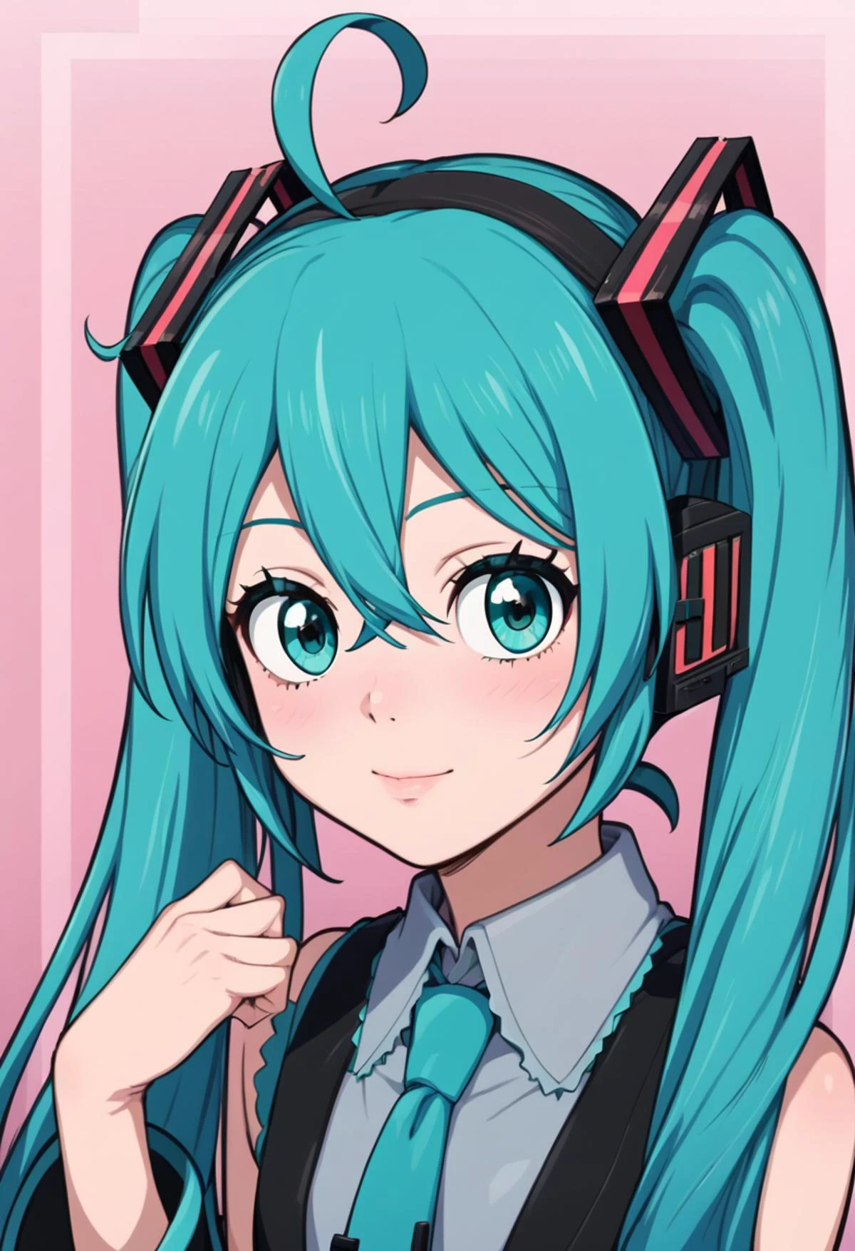 score_9, score_8_up, score_7_up, 1girl, high quality, best quality, masterpiece, <lora:miku-hatsune-ponyxl-lora-nochekaiser:1> miku hatsune, ahoge, aqua eyes, aqua hair, crossed bangs, hair between eyes, hair ornament, headphones, long hair, twintails, <lora:HyperHentaiPony:1>