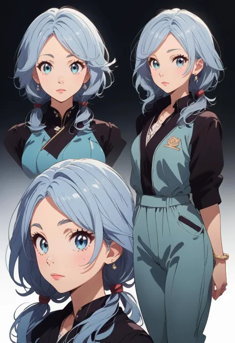 score_9, score_8_up, score_7_up, source_anime, source_cartoon, 1girl, full body, light blue hair, medium hair, low twintails, black inner hair, arched bangs, straight hair, <lora:easynegative:1><lora:StS_detail_slider_v1:2.0> <lora:age_slider_v4:-0.5> <lora:WasurePony:0.2> <lora:princess_xl_v2:0.2> <lora:RengaComicPony:0.3> <lora:incase-ilff-v3-4:0.3> <lora:Expressive_H:1> <lora:concept:1> conceptart, multiple views, simple background, looking at viewer <lora:AmaiAnimePony:0.6> <lora:ShinbonPony:0.5>