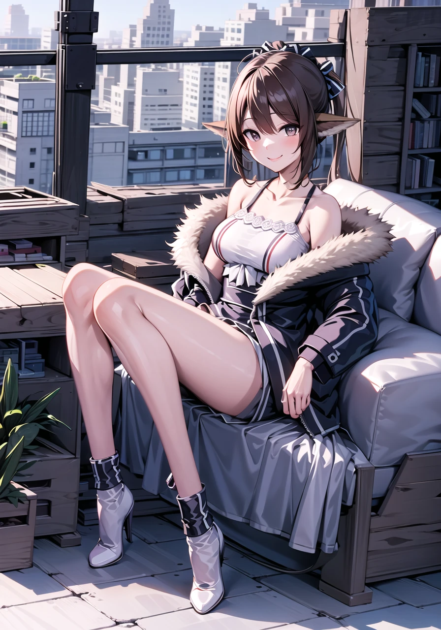 ((masterpiece,best quality)), 4k, highres, 1girl, solo, full body, legs, smile, sitting, indoors <lora:perfumerV718:0.7>