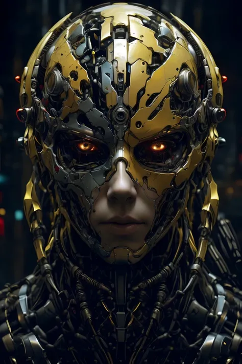 by Phil Foglio, Biomechanical cyberpunk, cybernetics, human-machine fusion, dystopian, organic meets artificial, dark, intricate,, (yellow but extremely beautiful:1.2), (masterpiece, best quality:1.2) , in the style of nicola samori, <lora:more_details:0.2> <lora:CyberWorld v1.1:0.8> <lora:CyberPunkAI:0.3>