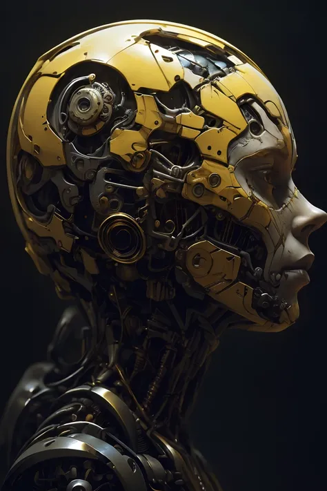 by Phil Foglio, Biomechanical cyberpunk, cybernetics, human-machine fusion, dystopian, organic meets artificial, dark, intricate,, (yellow but extremely beautiful:1.2), (masterpiece, best quality:1.2) , in the style of nicola samori, <lora:more_details:0.2> <lora:CyberWorld v1.1:0.8> <lora:CyberPunkAI:0.3>