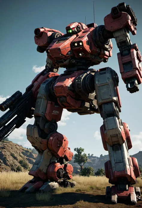 3d model, 8k, masterpiece, sidelighting, hdr, high definition, (BATTLETECH:0.6), (mech), robot, a heavy mech, hawken, full body, holding gun, glowing ,<lora:srdxl_v1_5g:0.8>, high resolution, beautiful, highest quality, masterpiece, highly detailed