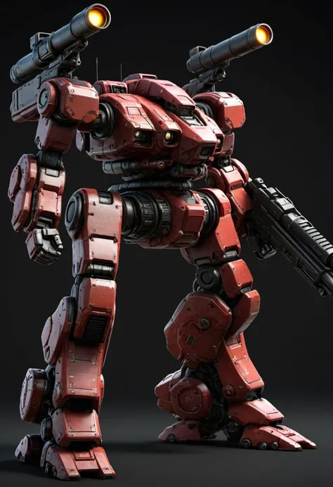 3d model, 8k, masterpiece, sidelighting, hdr, high definition, (BATTLETECH:0.6), (mech), robot, a heavy mech, hawken, full body, holding gun, glowing ,<lora:srdxl_v1_5g:0.8>, high resolution, beautiful, highest quality, masterpiece, highly detailed