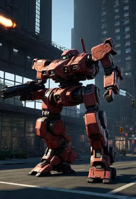 3d model, 8k, masterpiece, sidelighting, hdr, high definition, (BATTLETECH:0.6), (mech), robot, a heavy mech, hawken, full body, holding gun, glowing ,<lora:srdxl_v1_5g:0.8>, high resolution, beautiful, highest quality, masterpiece, highly detailed
