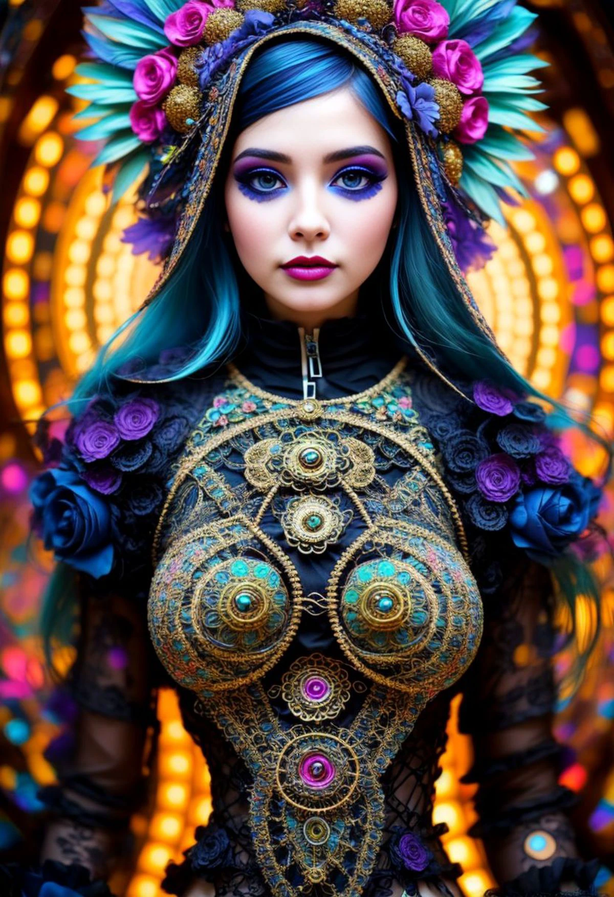 ecstatic beauty, fashionista, corpse, andriod, psychedelic fashion photo, OverallDetail