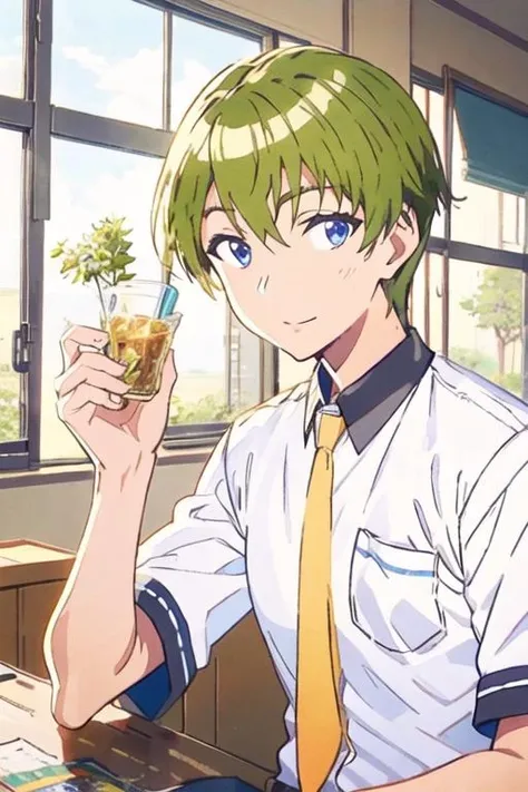 masterpiece, best quality, ultra-detailed, illustration, 1boy, solo, male focus, looking at viewer, , , <lora:mitsuru_abe:0.72>, mitsuru_abe, blonde hair, blue eyes,