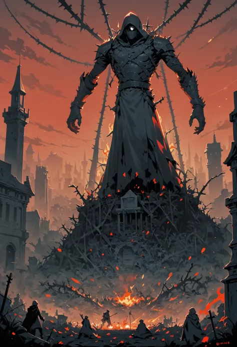 score_9, score_8_up, score_7_up, score_6_up, score_5_up, score_4_up,
weapon, sword, blood, standing, red theme, red sky, cape, corpse, cloak, red background, 1boy, outdoors, grass, scenery, sky, cityscape, solo, building, plant, city, ruins, death, fire, cross, holding, male focus, planted, multiple boys, tombstone, from behind, 1girl, monochrome, wide shot, holding weapon, grave, graveyard, robe, helmet, planted sword, crown, long hair, city lights, hat, armor, vines, tree, skyline, ambiguous gender, 1other, short hair, monster, hood, smoke, holding sword, facing away, white hair, pink sky, thorns, silhouette, lying, looking at viewer, 2boys, impaled, horizon, multiple others, statue, flower, embers, tower, from side, long sleeves, blood on clothes, mask, giant, broken, fantasy, solo focus, torn clothes, axe, old, blood splatter, barbed wire, polearm, closed mouth, staff, pink theme, orange theme, burning, skyscraper, umbrella, spear, blood on weapon, cloud, landscape, wheel, battlefield, 6+boys, full body, gloves, castle
<lora:Anime Summer Days 2 Style SDXL_LoRA_Pony Diffusion V6 XL:0.8>