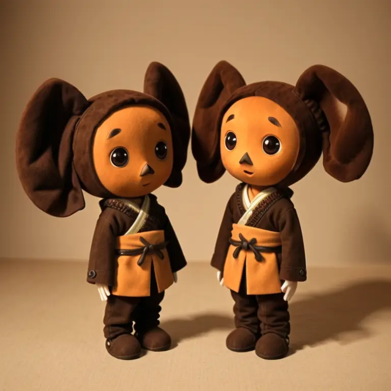 brown plush toy, animal (big round ears:1.3), masterpiece, best quality, dslr, intricate details, <lora:Cheburashka:0.55>, samurai dress