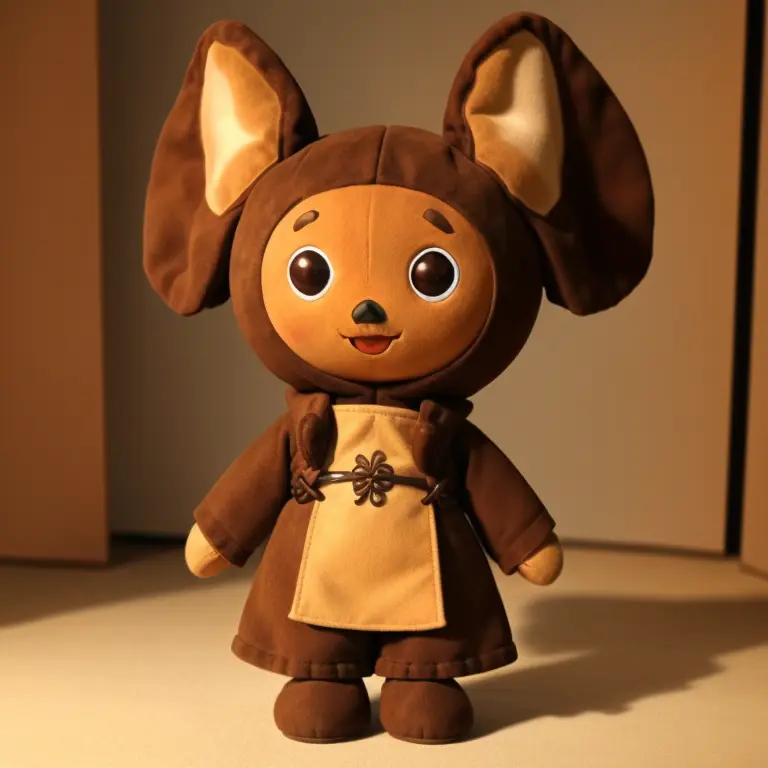 brown plush toy, animal (big round ears:1.3), masterpiece, best quality, dslr, intricate details, <lora:Cheburashka:0.55>, samurai dress