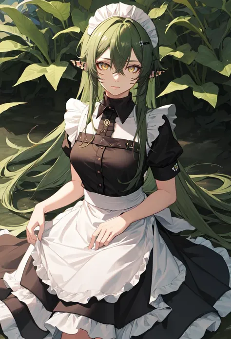 best quality, masterpiece, highres, solo, (gavial_arknights:1.10), (maid:1.40), (long maid dress:1.15), 24 <lora:gavial_arknights:0.80>