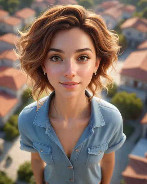 Real estate photography style 3D Rendering, top-down view of a flyweight (Female Lector:1.1) , she is Nasty, Sun in the sky, soft focus, (art by Davide Sasselli:0.8) , Peaceful, spotlight, psychedelic colors, realistic and detailed, trending on artstation, <lora:FF.108dynavisionXLAllInOneStylized_release0534bakedvae.LyCORIS:1.95> . Professional, inviting, well-lit, high-resolution, property-focused, commercial, highly detailed