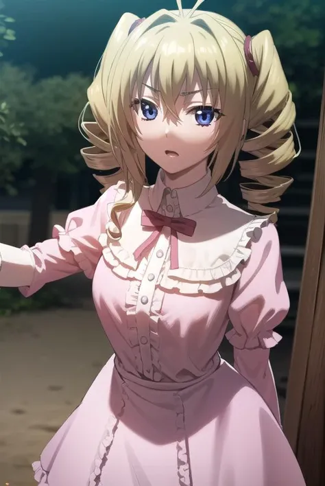 ravelphenex, <lora:ravel phenex anime s1-lora-nochekaiser:1>,
ravel phenex, blue eyes, blonde hair, twintails, drill hair, antenna hair,
BREAK dress, bow, pink dress, puffy sleeves, long sleeves, frills,
BREAK indoors, classroom,
BREAK looking at viewer, (cowboy shot:1.5),
BREAK <lyco:GoodHands-beta2:1>, (masterpiece:1.2), best quality, high resolution, unity 8k wallpaper, (illustration:0.8), (beautiful detailed eyes:1.6), extremely detailed face, perfect lighting, extremely detailed CG, (perfect hands, perfect anatomy),