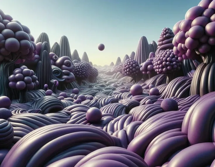 an inflatable dark purple rbbrwrld landscape<lora:rbbrwrld:1>