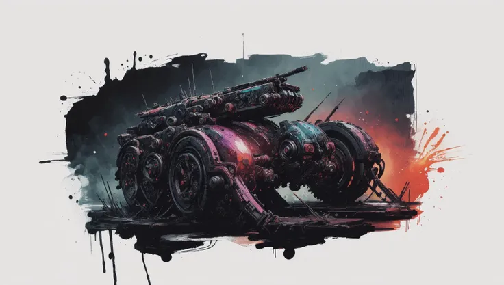 (((Ultra-detailed, Hyper-realistic, 8k, highres, masterpiece))),<lora:D-mecha:0.8>,daem style,ink painting,<lora:Painted World:0.8>,painted world,colorful splashes,<lora:Space_Marine_Dreadnought_-_Warhammer_40000_SDXL:0.8>,drdnght machine,PlanIt,