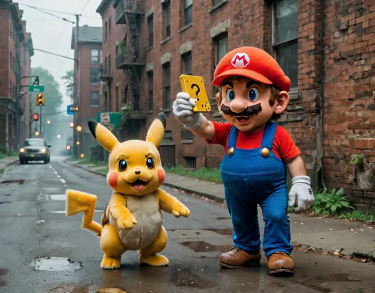 <lora:SMB Artstyle - V1 - Trigger is SMB Artstyle:1> smb artstyle holding a pikachu, and a sign that says SEGA
