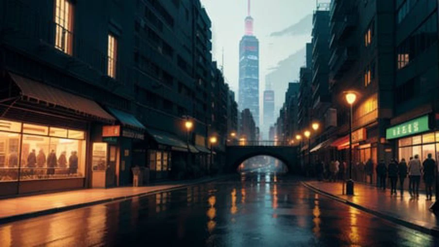 (high quality, best quality, hi res), (ultimate phtoreal Concept Art), (bridge, building, city, city_lights, cityscape, lamppost, lights, neon_lights, night, night_sky, no_humans, outdoors, real_world_location, reflection, road, rooftop, scenery, science_fiction, shooting_star, sky, skyline, skyscraper, star_\(sky\), starry_sky, street, tokyo_\(city\), tower, town):3.0. (Ray traching, Lumen, 8 k, realistic, hyperdetailed photorealistic, intricate detail)