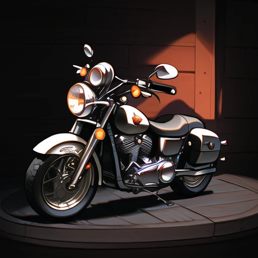 ((Masterpiece)) (Illustration:1.3) Vintage Harley davidson as Delivery Vehicle , (No Human:1.3)