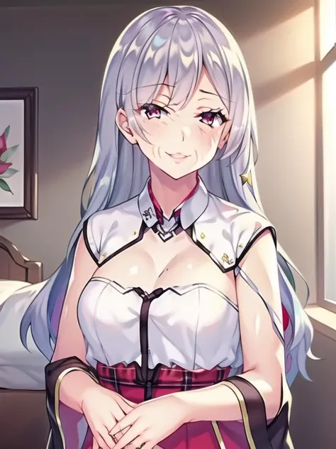(hyper extreme detailed),(masterpeace),(hyper extreme),(photorealistic),CG,(colour:1.2), solo, hotel room,smile, <lora:aging:1.2>,aging,(old woman,old),(wrinkled_skin:1.5),
<lora:ajax:0.9>,ajax \(azur lane\),