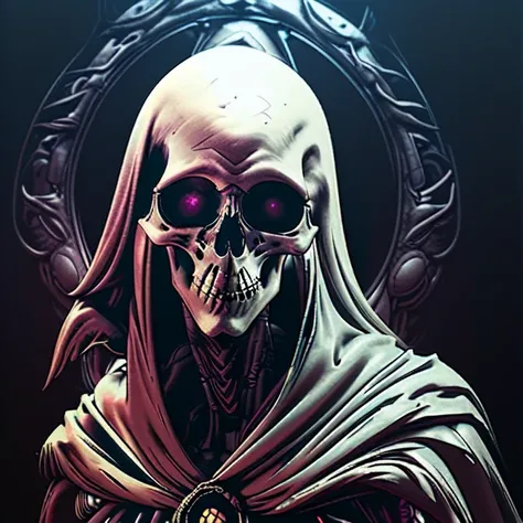 dark fantasy digital art graphic novel by UdonCrew bioluminescent lich <lora:1651758653905247290:1> Skulls rule (ÃâÃ) <lora:RPGLich:1> lich with glowing eyes and hooded robe, jewelry, weaving dark magics