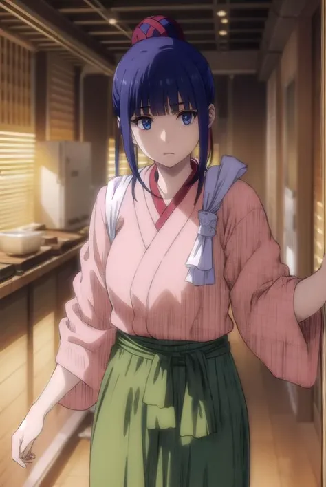 glomeruli, <lora:glomeruli s1-lora-nochekaiser:1>,
glomeruli, bangs, blue hair, blunt bangs, hair bun, single hair bun, blue eyes,
BREAK skirt, japanese clothes, kimono, hakama, hakama skirt,
BREAK indoors,
BREAK looking at viewer, (cowboy shot:1.5), dynamic pose,
BREAK <lyco:GoodHands-beta2:1>, (masterpiece:1.2), best quality, high resolution, unity 8k wallpaper, (illustration:0.8), (beautiful detailed eyes:1.6), extremely detailed face, perfect lighting, extremely detailed CG, (perfect hands, perfect anatomy),