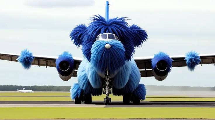 <lora:FluffyStyleXL:1.3> FluffyStyle Indigo pilot landing a plane safely at an airport, hairy
