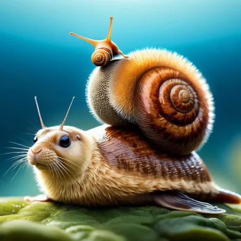 concept art <lora:FluffyStyleXL:1> FluffyStyle, hairy, snail sitting on the head of a seal, high contrast, sharp focus, masterpiece, best quality, highly detailed, HDR, highest quality, highres, sharp focus, 8k, 16k, skin pores, dynamic lights, realistic shadows, best shading, award winning masterpiece . digital artwork, illustrative, painterly, matte painting, highly detailed