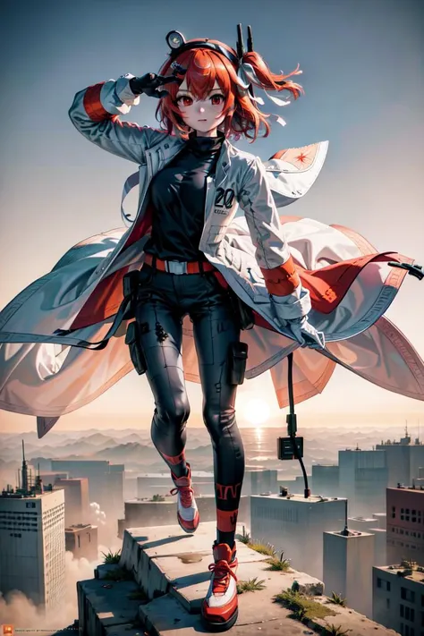 (masterpiece),(best quality),(ultra detailed), 
highly detailed, intricate details, High quality shadow, Cinematic Light, 
Oblique Angle, Wide Shot,
<lora:Missile_surfing_v2:0.4>missile_surfing:1.8, leaning forward, cool pose, full body,
1 missile, 1 girl,
<lora:utau_adachi:1>adachi rei, hairclip, hair ribbon, radio antenna, white jacket, open jacket, black shirt, turtleneck, long sleeves, white gloves, 
bored,smugness, missile legs,
fire and smoke , in the sky, above the city,
<lora:more_details:0.3>,<lora:bg_imgs:0.2>, bg_imgs,