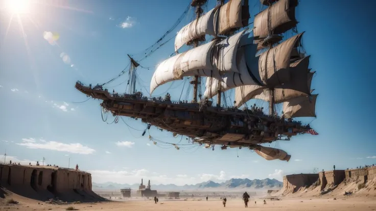 flying ship above a wasteland  <lora:flying ship:0.5>