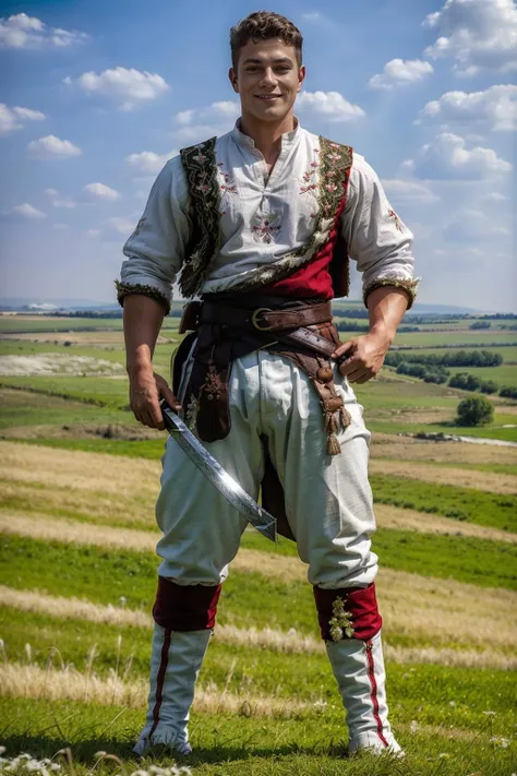 soldado romano segurando uma cruz. Soldado romano bonito com uma cruz. Cruz escrita hoje. Homem bonito. Soldado de Roma. Foto realista.