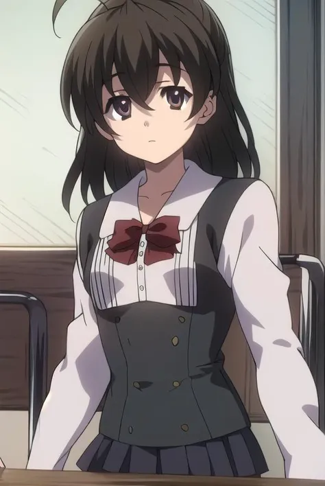 sekaisaionji, <lyco:sekaisaionjLYCORIStest:1>,
sekai saionji, black hair, (brown eyes:1.5), ahoge,
BREAK skirt, thighhighs, school uniform, shoes, black thighhighs, zettai ryouiki,
BREAK looking at viewer,
BREAK indoors, classroom,
BREAK <lora:GoodHands-vanilla:1>, (masterpiece:1.2), best quality, high resolution, unity 8k wallpaper, (illustration:0.8), (beautiful detailed eyes:1.6), extremely detailed face, perfect lighting, extremely detailed CG, (perfect hands, perfect anatomy),